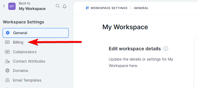 Select Billing in ClickFunnels