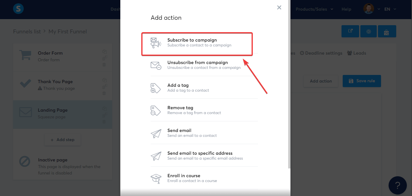 Select Email Sequence in Systeme