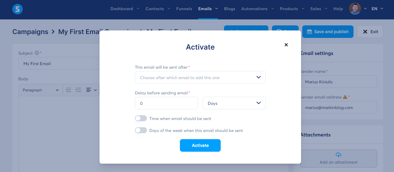 Setup Email Automation in Systeme