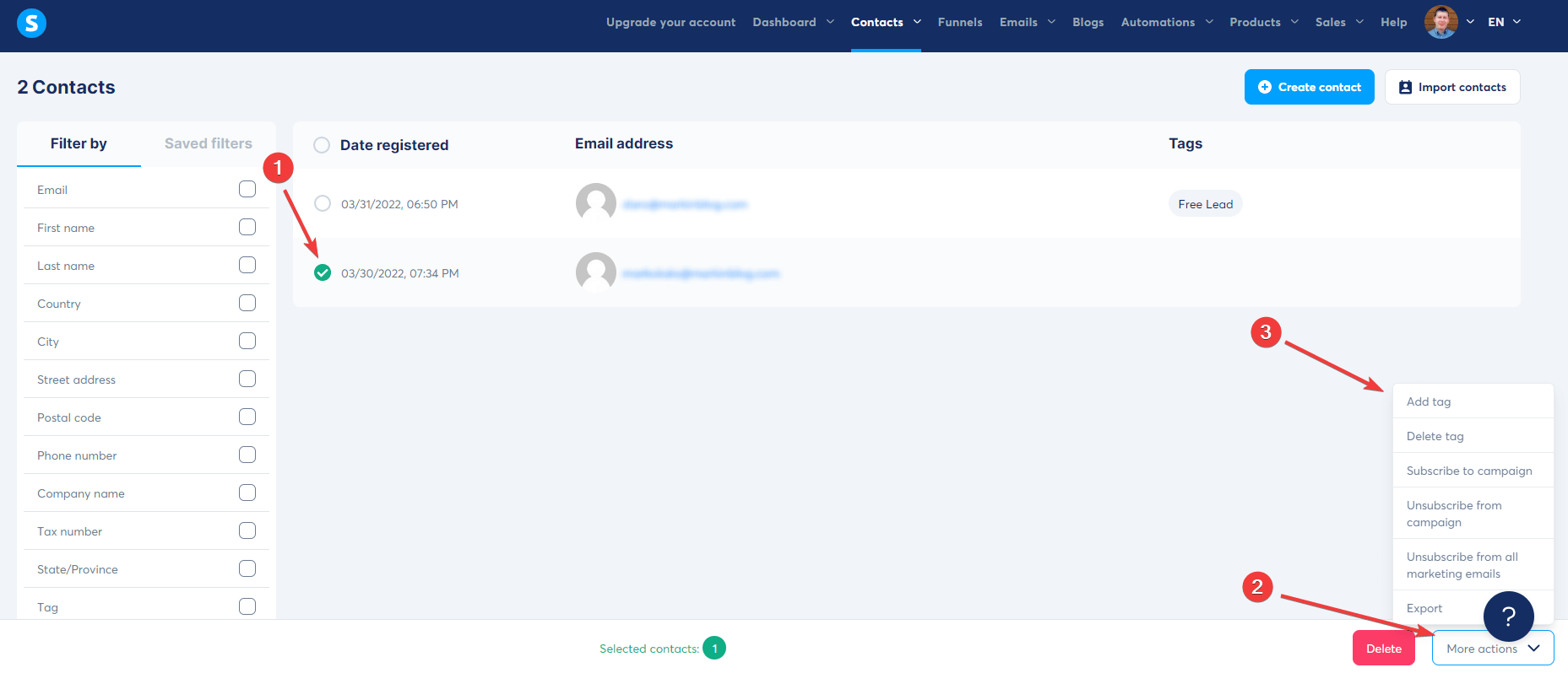 Systeme Add Tag to Contacts