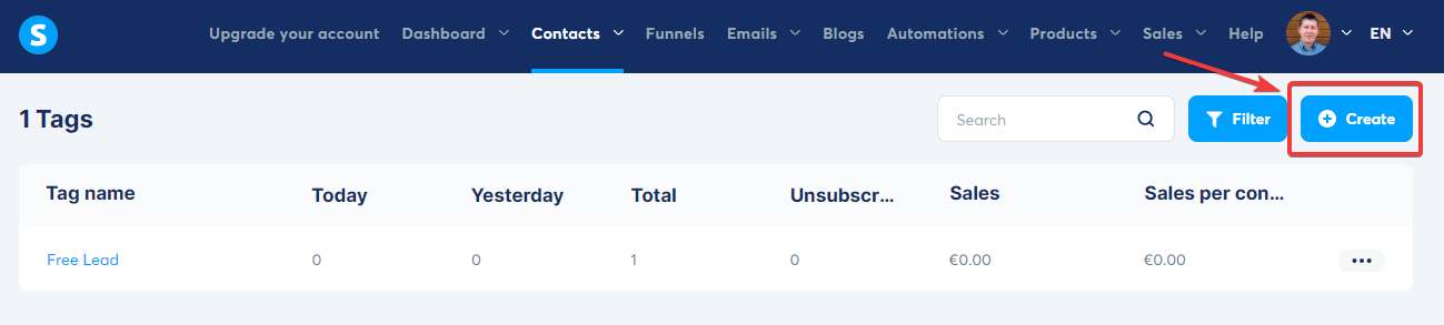 Systeme.io Create Tags