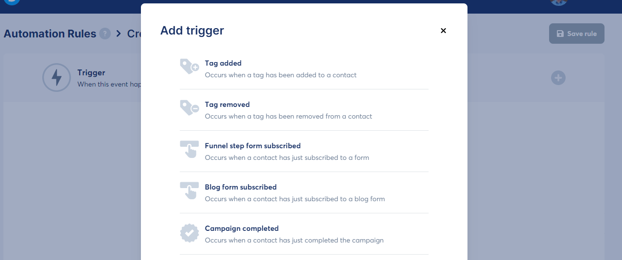 Systeme.io Autiomation Add Trigger