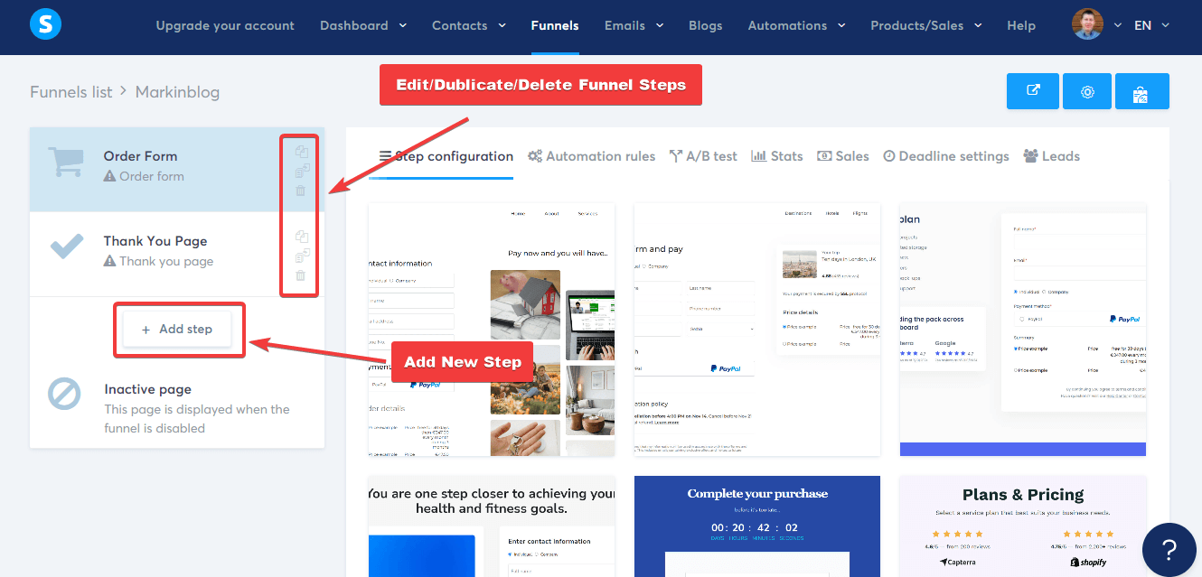 Systeme Edit Funnel Steps