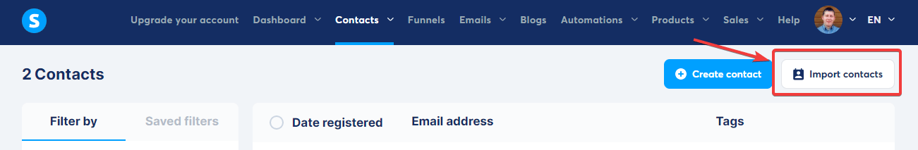 Systeme Import Contacts