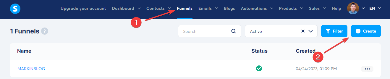 Systeme create funnel