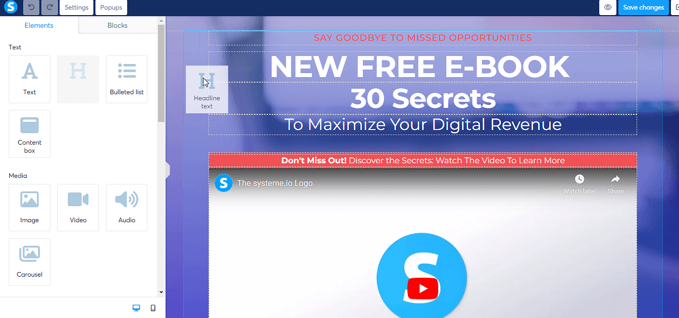 Systeme.io Drag And Drop Builder 