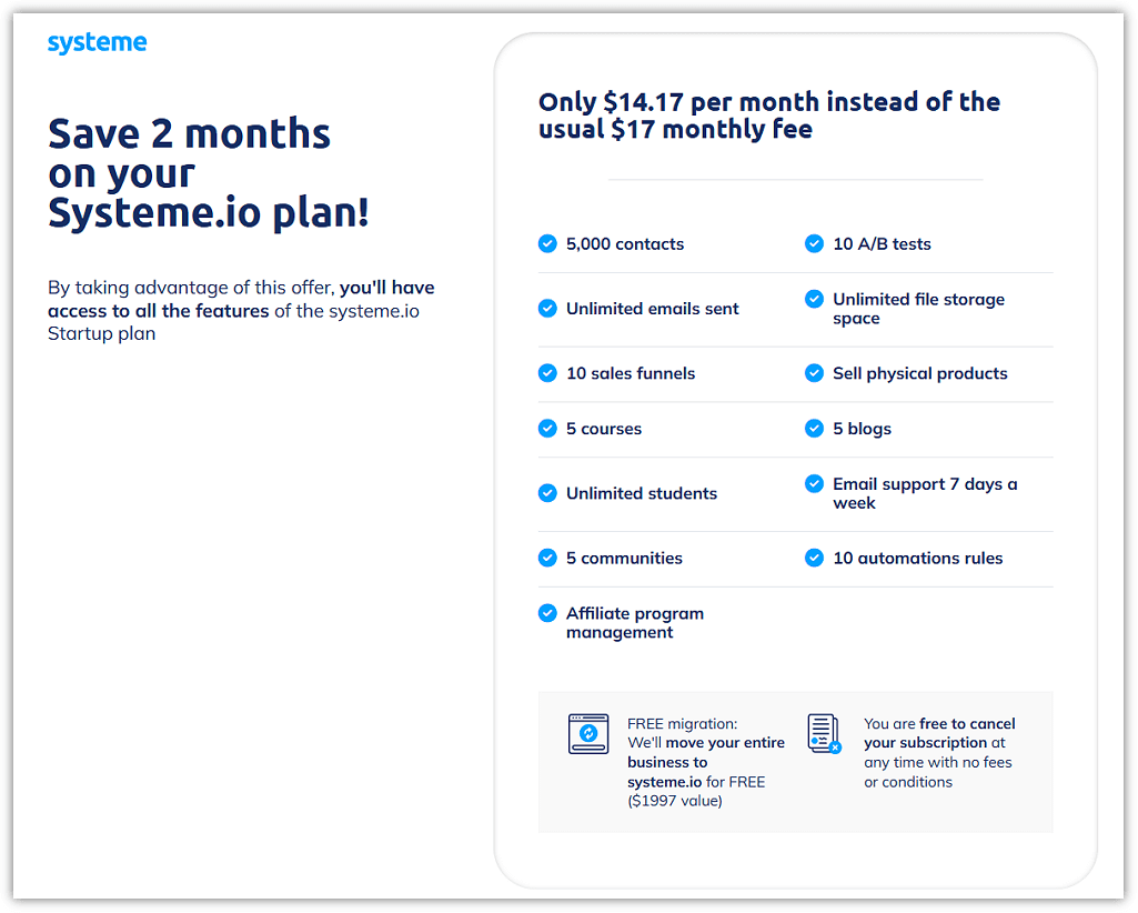Systeme.io Startup Plan Discount