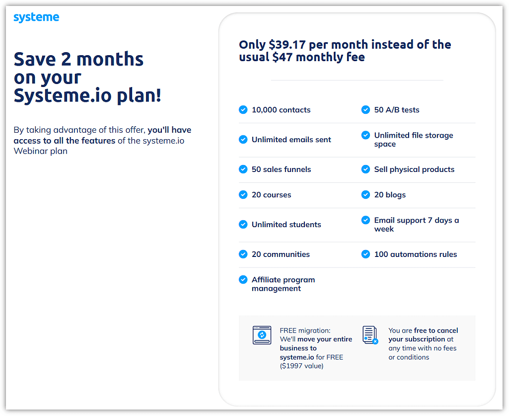 Systeme.io Webinar Discount