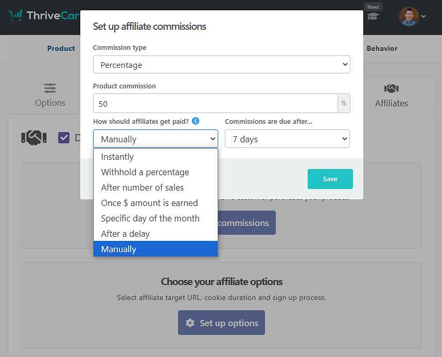 ThriveCart Affiliate Program Options