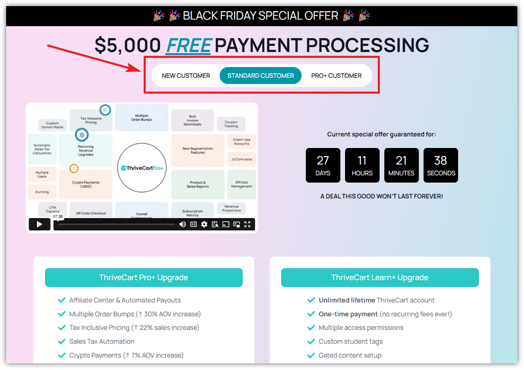 ThriveCart Black Friday - Choose Package