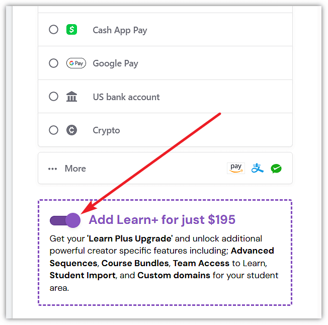 ThriveCart Learn Plus Check Box