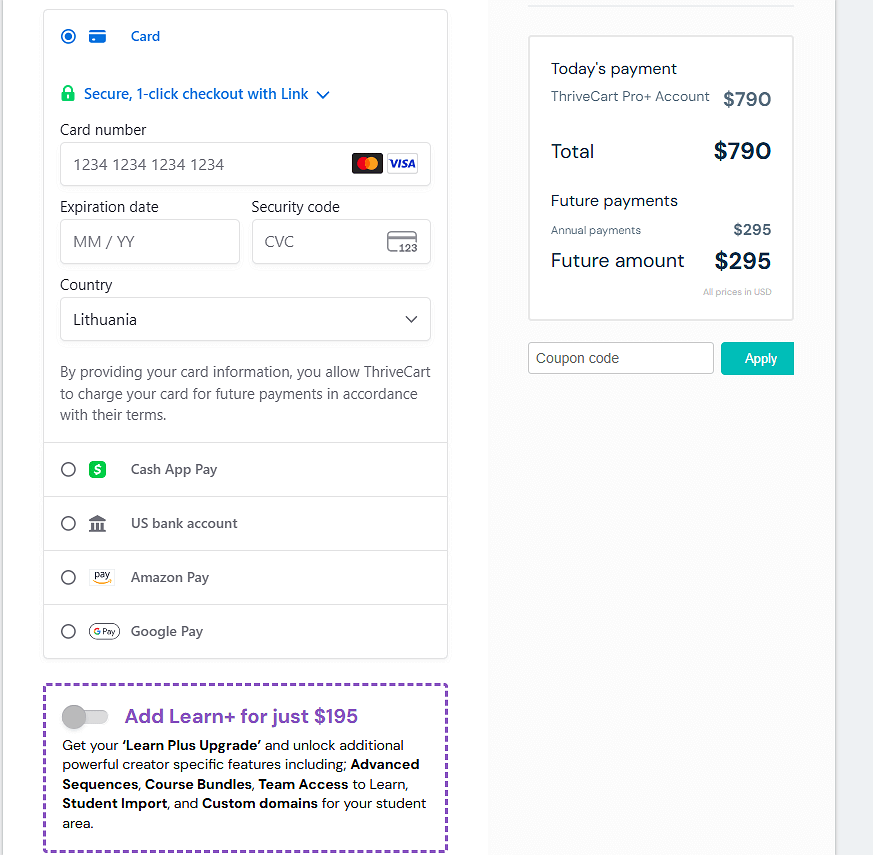 ThriveCart Pro Plus Checkout Page
