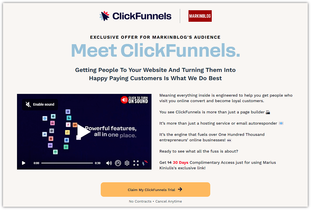 Try ClickFunnels Free for 30 Days